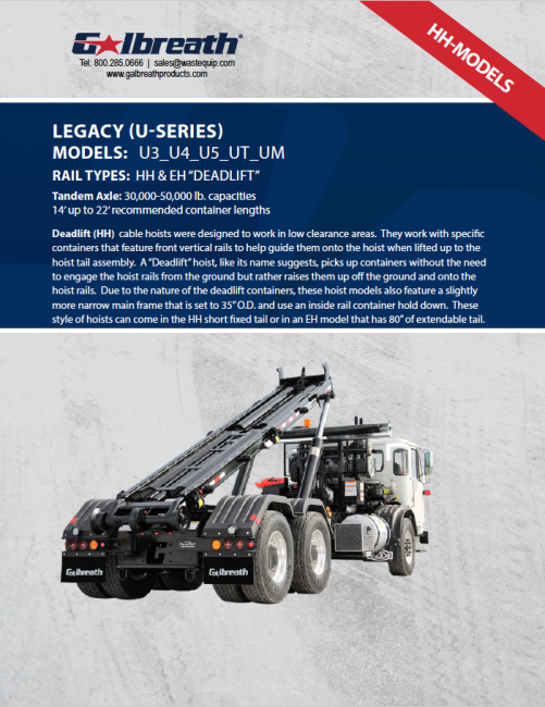 Legacy (U-Series) "Deadlift" (HH) Roll-Off Cable Hoists